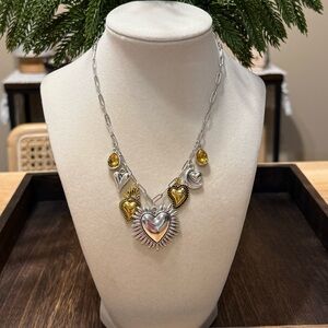 Silver Gold Heart Charm Necklace Paperclip Chain Dainty Y2K Aesthetic Layered